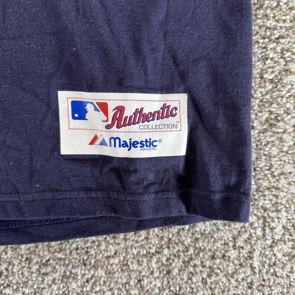 Atlanta Braces Shirt Mens Large Blue Majestic MLB Baseball Short Sleeve New Crew - Picture 6 of 11